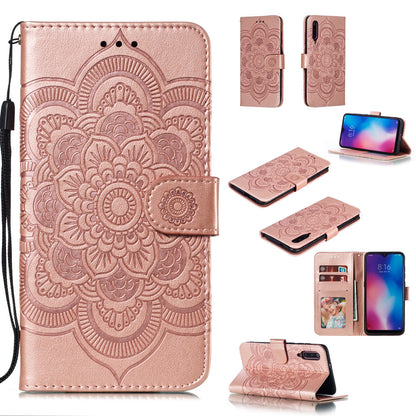 For Xiaomi Mi 9 Imprint Mandala Flower Stand Leather Phone Case Cover