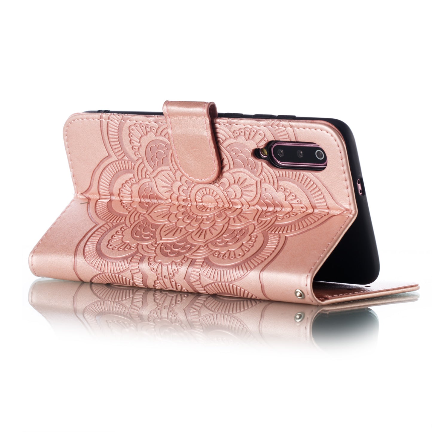 For Xiaomi Mi 9 Imprint Mandala Flower Stand Leather Phone Case Cover