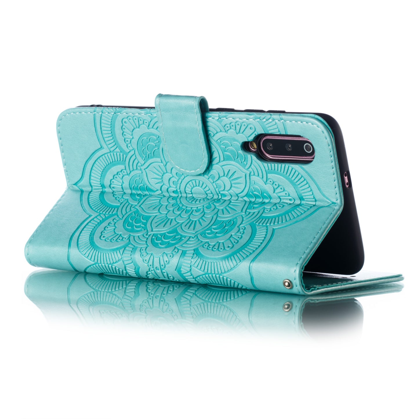 For Xiaomi Mi 9 Imprint Mandala Flower Stand Leather Phone Case Cover