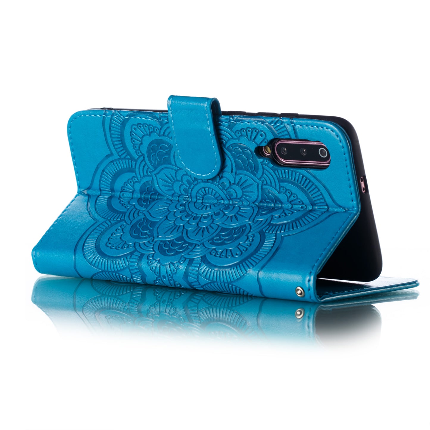 For Xiaomi Mi 9 Imprint Mandala Flower Stand Leather Phone Case Cover