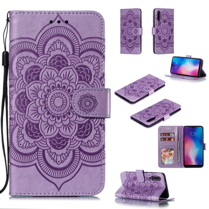 For Xiaomi Mi 9 Imprint Mandala Flower Stand Leather Phone Case Cover