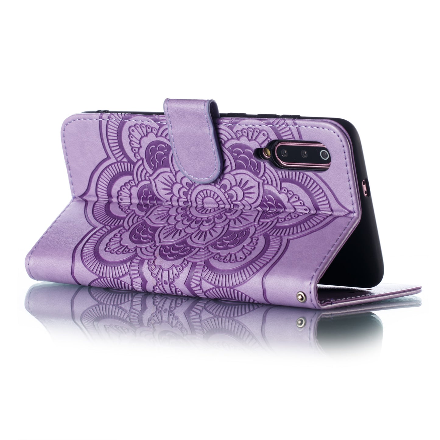For Xiaomi Mi 9 Imprint Mandala Flower Stand Leather Phone Case Cover