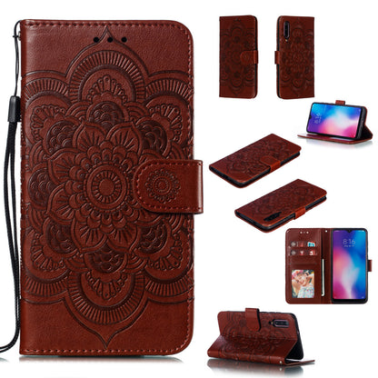 For Xiaomi Mi 9 Imprint Mandala Flower Stand Leather Phone Case Cover