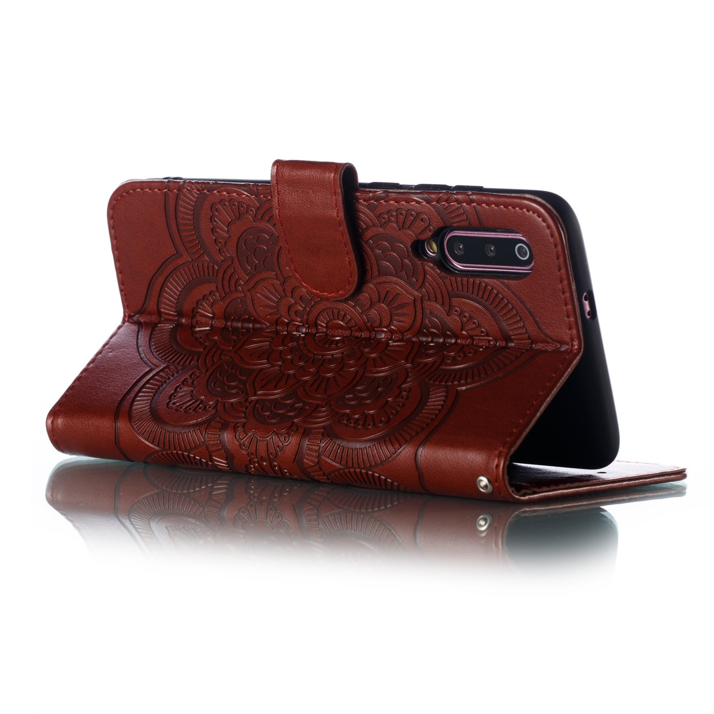 For Xiaomi Mi 9 Imprint Mandala Flower Stand Leather Phone Case Cover