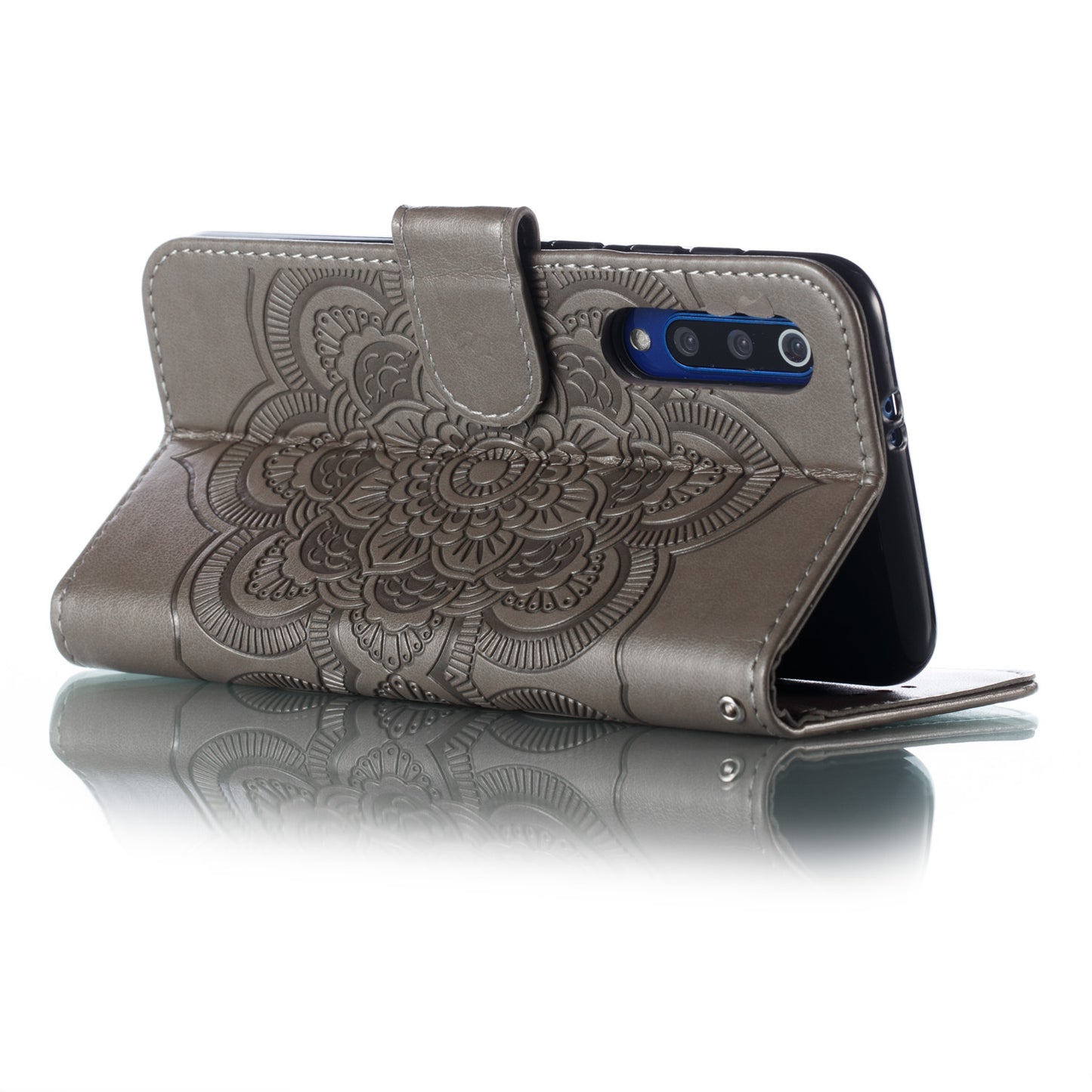 For Xiaomi Mi 9 SE Imprint Mandala Flower Phone Cover Wallet Leather Case