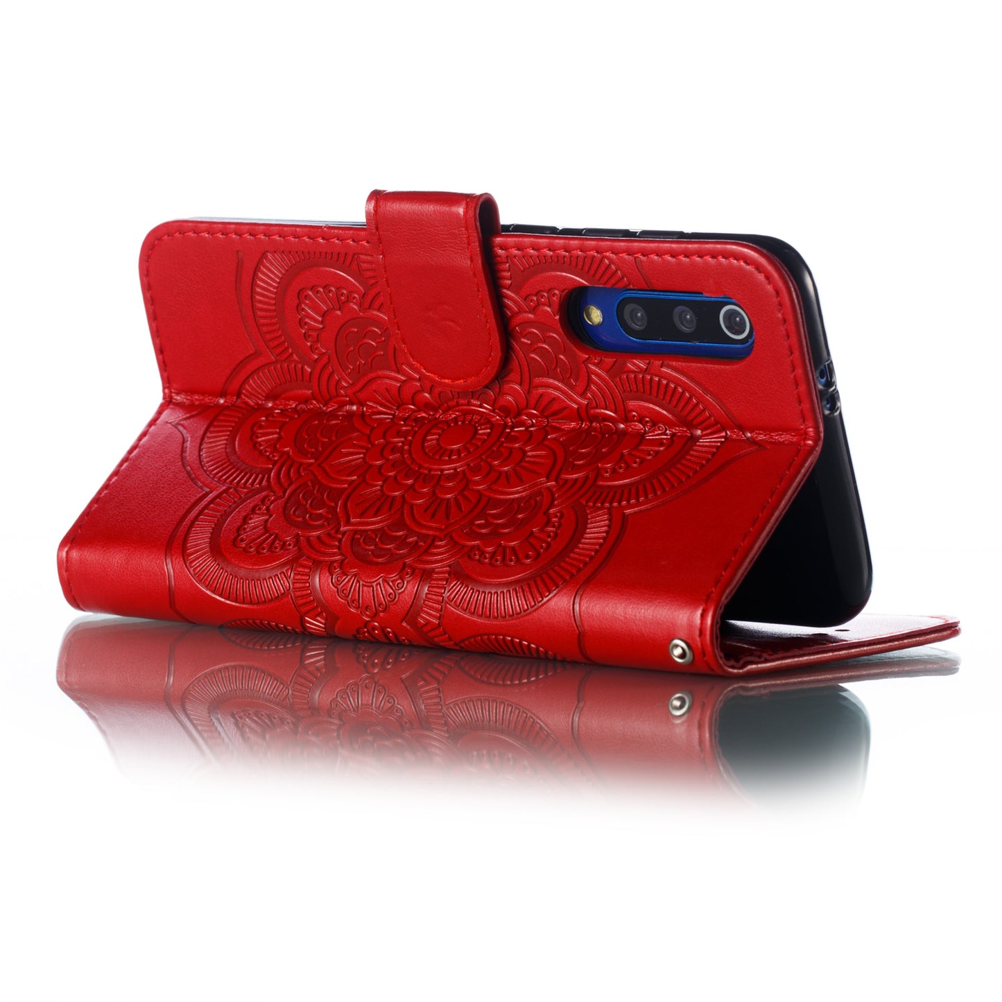 For Xiaomi Mi 9 SE Imprint Mandala Flower Phone Cover Wallet Leather Case