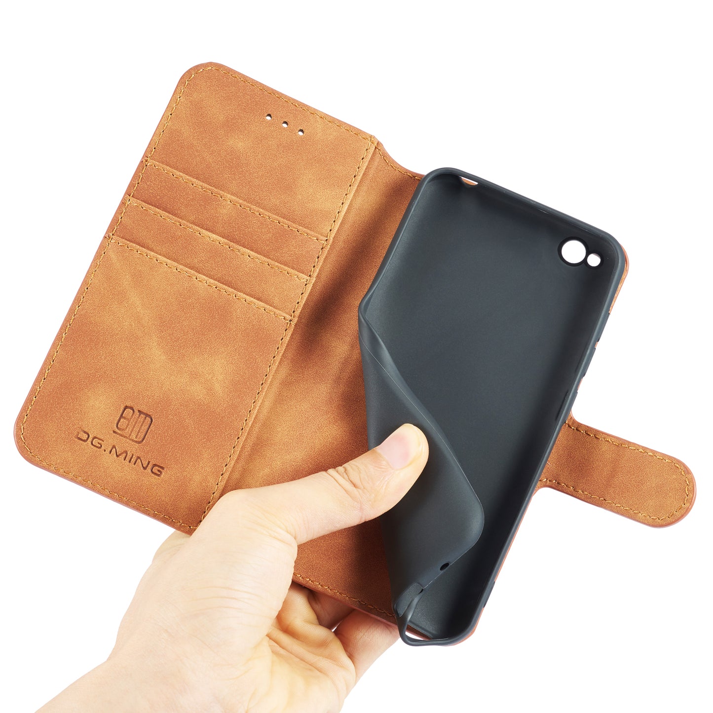 DG.MING Retro Style Wallet Leather Stand Case for Xiaomi Redmi Go