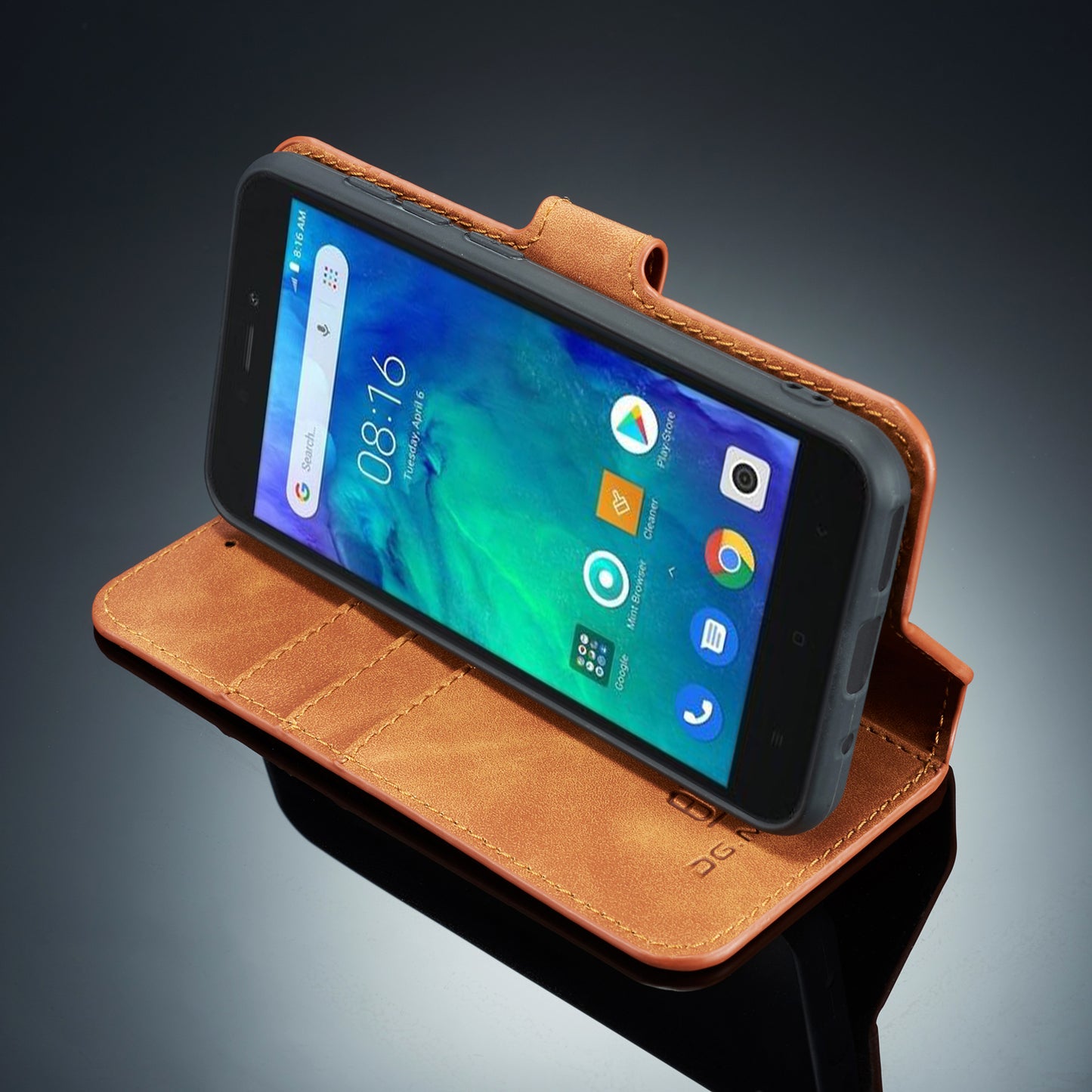 DG.MING Retro Style Wallet Leather Stand Case for Xiaomi Redmi Go