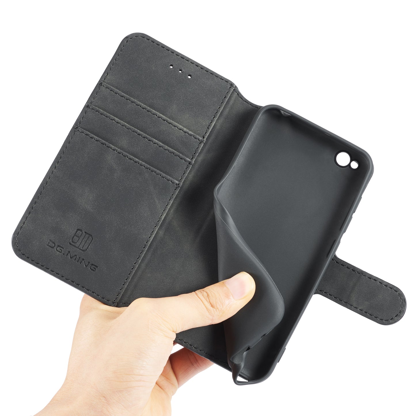 DG.MING Retro Style Wallet Leather Stand Case for Xiaomi Redmi Go