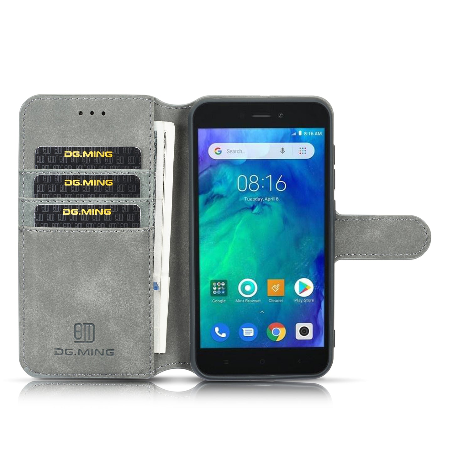 DG.MING Retro Style Wallet Leather Stand Case for Xiaomi Redmi Go