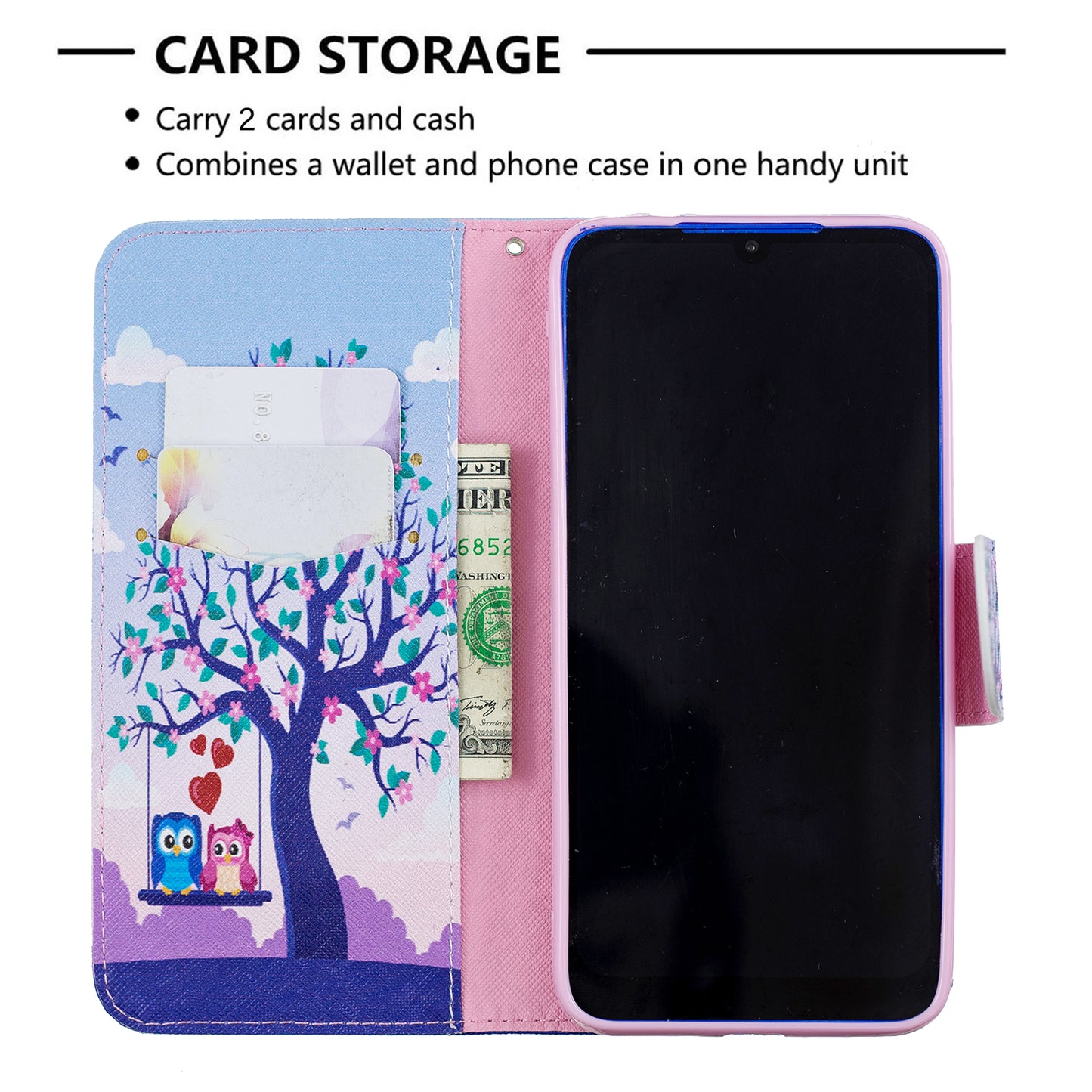 For Xiaomi Redmi 7 Pattern Printing Leather Stand Wallet Case