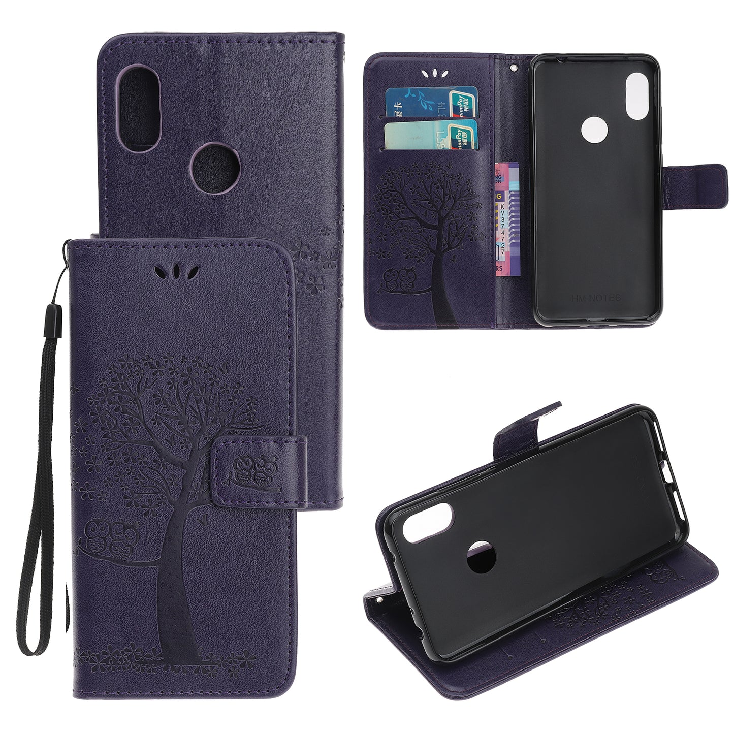 Imprint Tree Owl Wallet Stand Leather Flip Phone Case for Xiaomi Redmi Note 7S / Note 7 / Note 7 Pro (India)