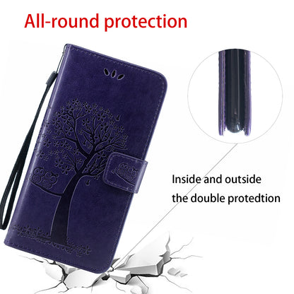 Imprint Tree Owl Wallet Stand Leather Flip Phone Case for Xiaomi Redmi Note 7S / Note 7 / Note 7 Pro (India)
