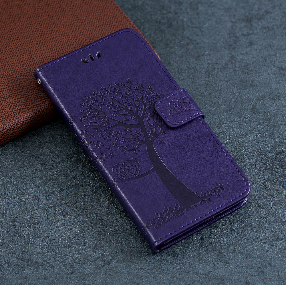 Imprint Tree Owl Wallet Stand Leather Flip Phone Case for Xiaomi Redmi Note 7S / Note 7 / Note 7 Pro (India)