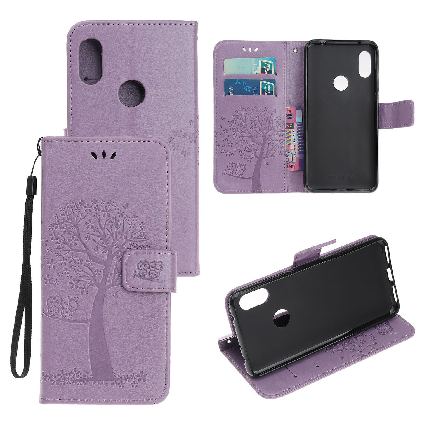 Imprint Tree Owl Wallet Stand Leather Flip Phone Case for Xiaomi Redmi Note 7S / Note 7 / Note 7 Pro (India)