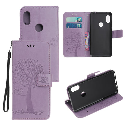 Imprint Tree Owl Wallet Stand Leather Flip Phone Case for Xiaomi Redmi Note 7S / Note 7 / Note 7 Pro (India)
