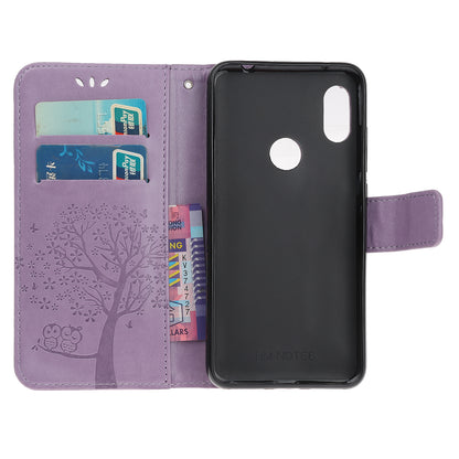 Imprint Tree Owl Wallet Stand Leather Flip Phone Case for Xiaomi Redmi Note 7S / Note 7 / Note 7 Pro (India)