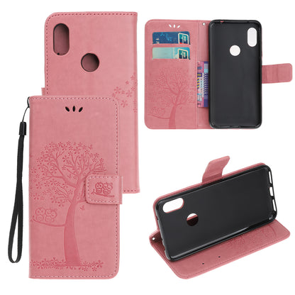 Imprint Tree Owl Wallet Stand Leather Flip Phone Case for Xiaomi Redmi Note 7S / Note 7 / Note 7 Pro (India)