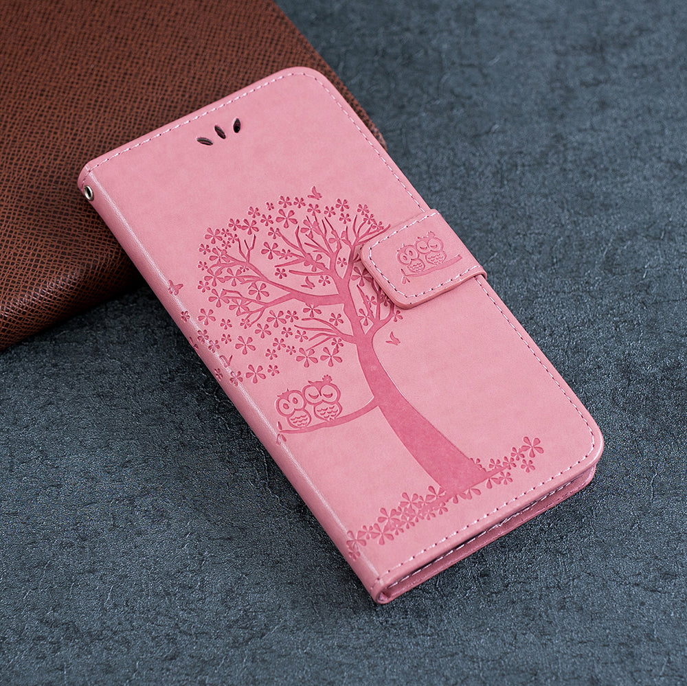 Imprint Tree Owl Wallet Stand Leather Flip Phone Case for Xiaomi Redmi Note 7S / Note 7 / Note 7 Pro (India)
