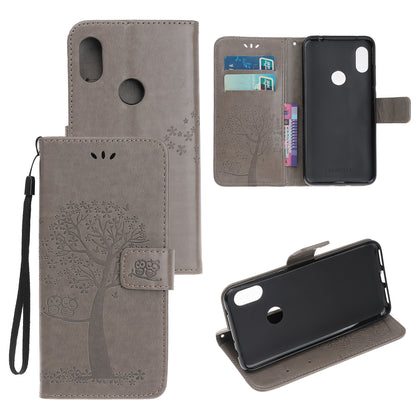 Imprint Tree Owl Wallet Stand Leather Flip Phone Case for Xiaomi Redmi Note 7S / Note 7 / Note 7 Pro (India)