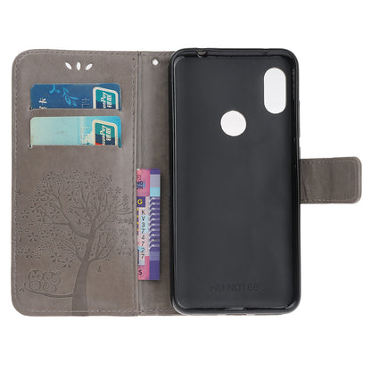 Imprint Tree Owl Wallet Stand Leather Flip Phone Case for Xiaomi Redmi Note 7S / Note 7 / Note 7 Pro (India)
