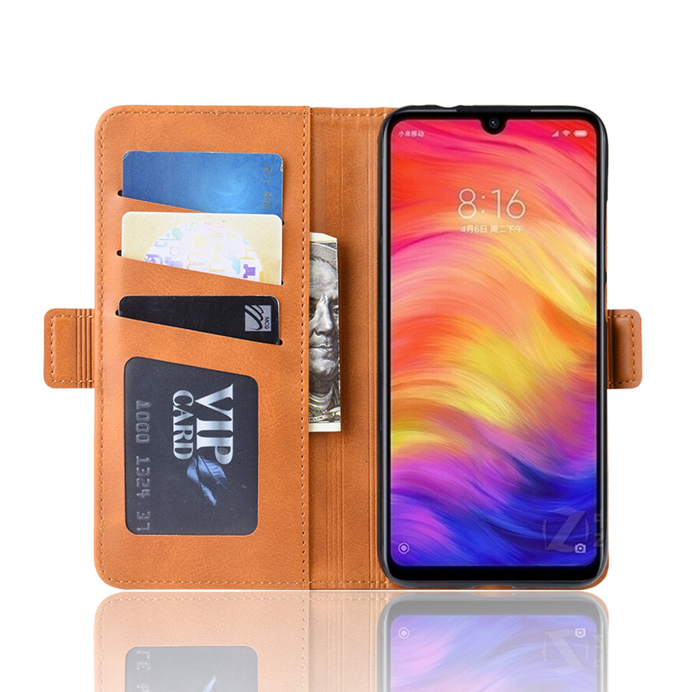 Dual-clasp Leather Wallet Stand Phone Case Cover for Xiaomi Redmi Note 7 / Note 7 Pro (India) / Note 7S