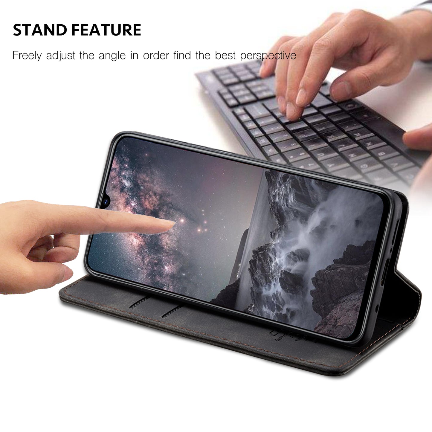 CASEME 013 Series Auto-absorbed Retro Business Leather Wallet Stand Phone Case for Xiaomi Mi 9