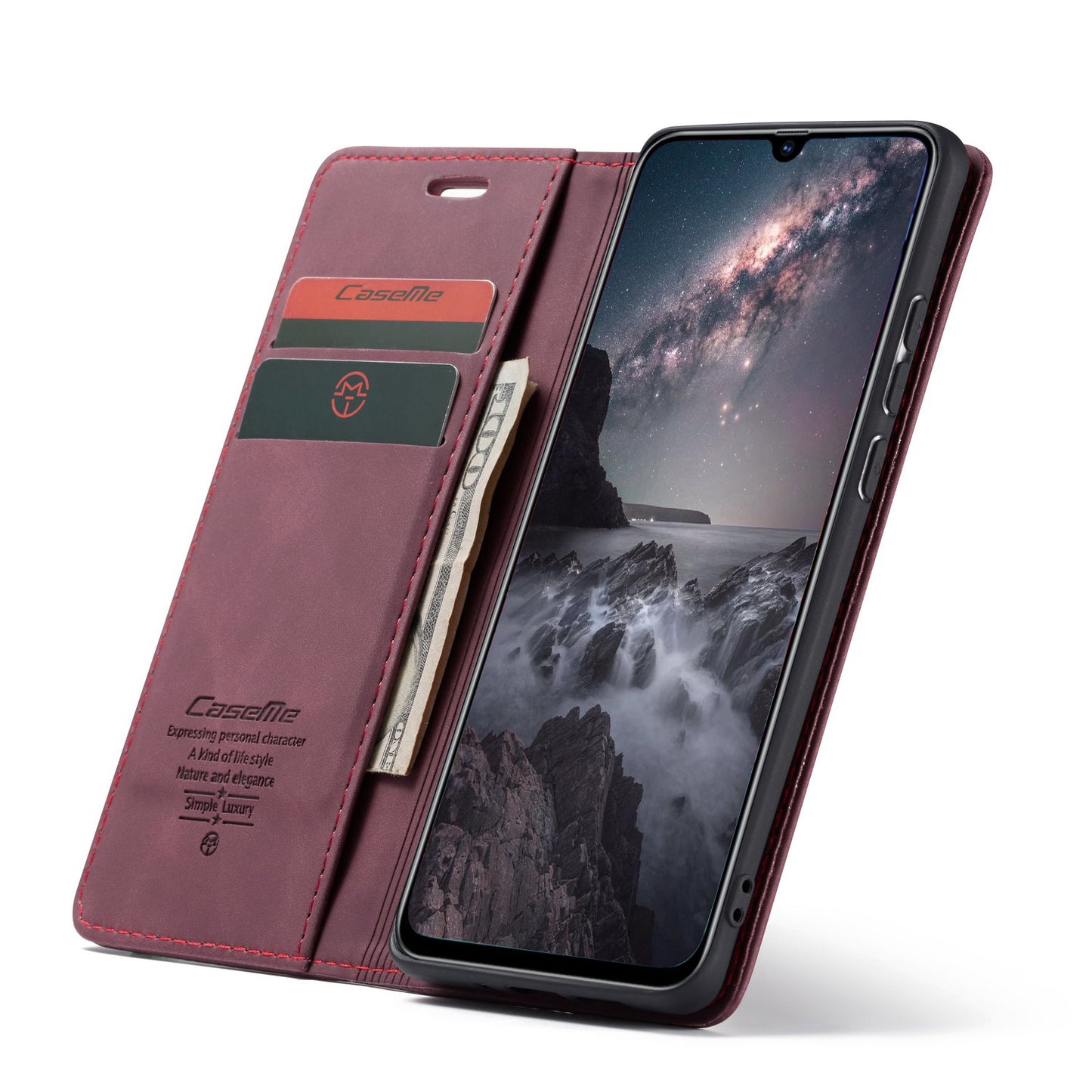 CASEME 013 Series Auto-absorbed Retro Business Leather Wallet Stand Phone Case for Xiaomi Mi 9