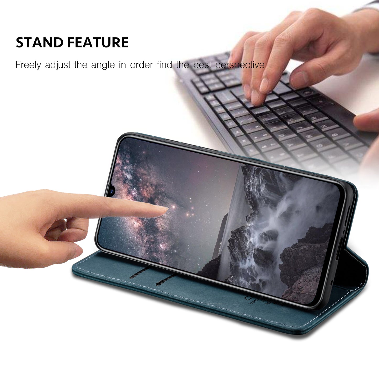 CASEME 013 Series Auto-absorbed Retro Business Leather Wallet Stand Phone Case for Xiaomi Mi 9
