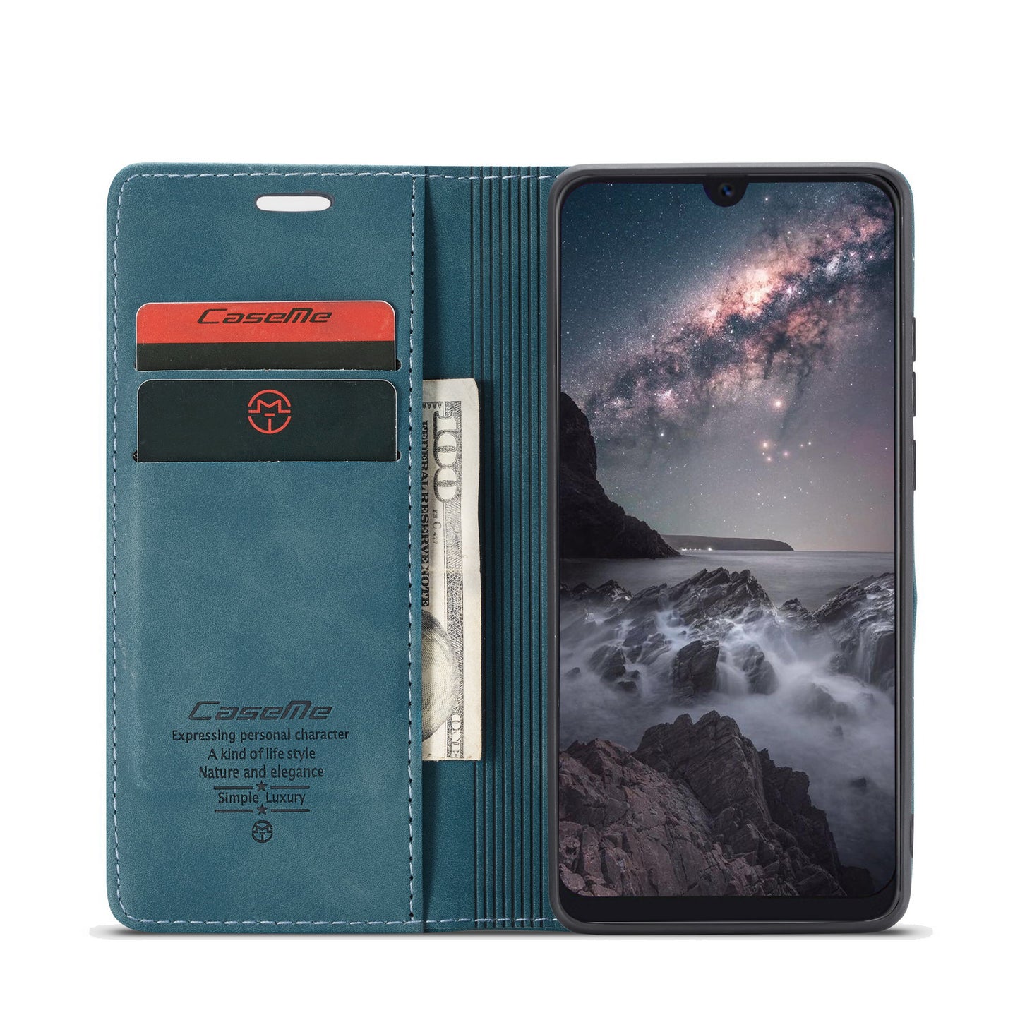 CASEME 013 Series Auto-absorbed Retro Business Leather Wallet Stand Phone Case for Xiaomi Mi 9