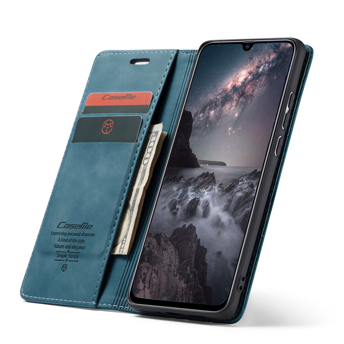 CASEME 013 Series Auto-absorbed Retro Business Leather Wallet Stand Phone Case for Xiaomi Mi 9