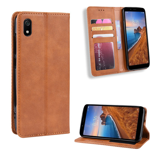 Vintage Style PU Leather Wallet Phone Cover for Xiaomi Redmi 7A