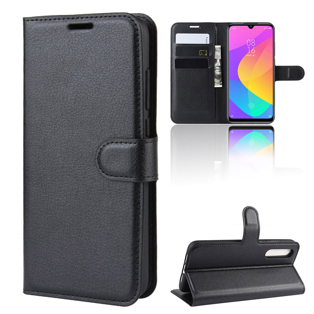 Litchi Skin Leather Wallet Stand Cell Phone Case for Xiaomi Mi CC9e/Mi A3