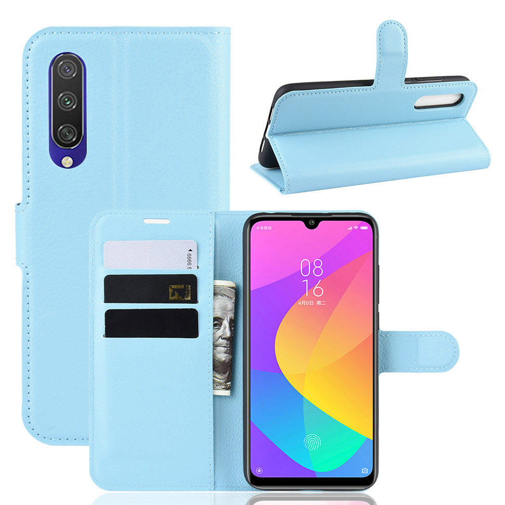 Litchi Skin Leather Wallet Stand Cell Phone Case for Xiaomi Mi CC9e/Mi A3