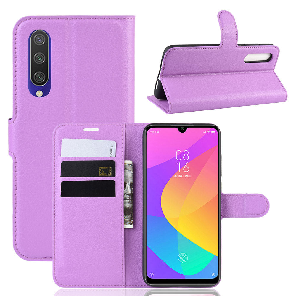 Litchi Skin Leather Wallet Stand Cell Phone Case for Xiaomi Mi CC9e/Mi A3