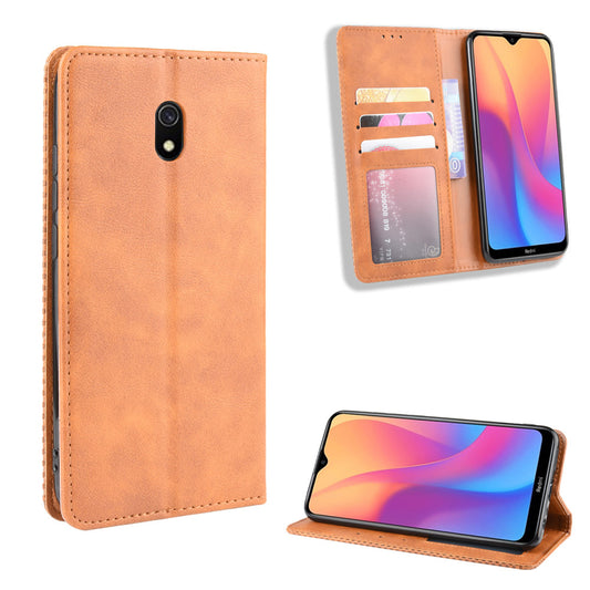 Retro Style PU Leather Stand Wallet Phone Case for Xiaomi Redmi 8A
