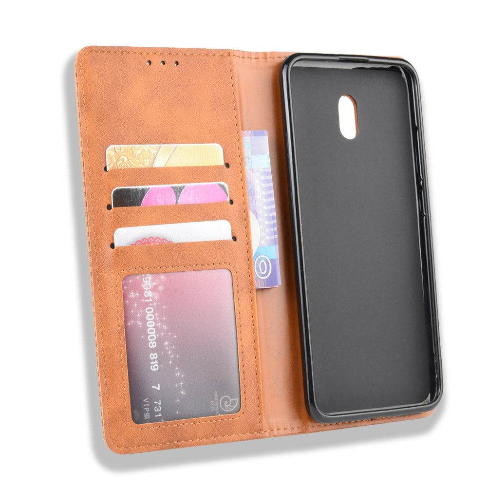 Retro Style PU Leather Stand Wallet Phone Case for Xiaomi Redmi 8A