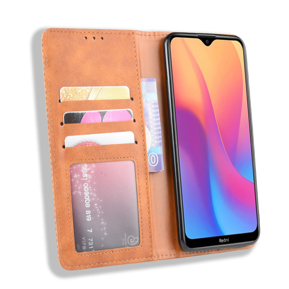 Retro Style PU Leather Stand Wallet Phone Case for Xiaomi Redmi 8A