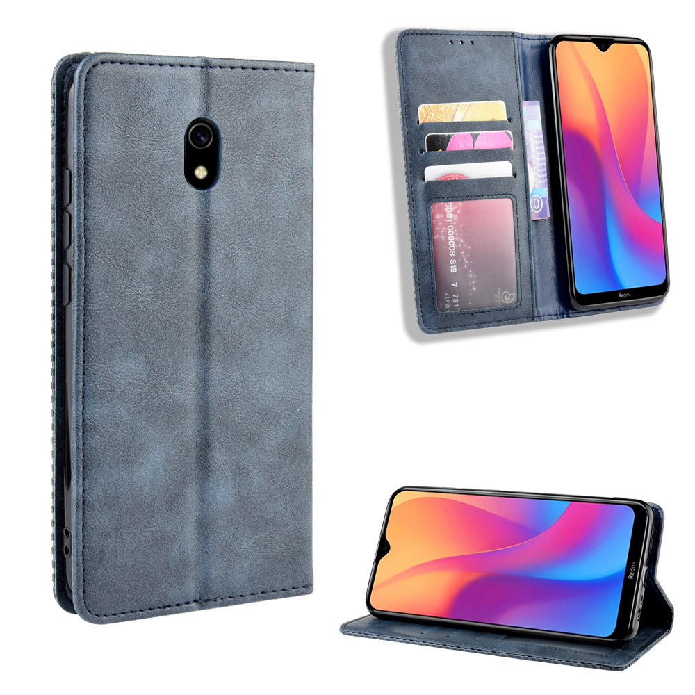 Retro Style PU Leather Stand Wallet Phone Case for Xiaomi Redmi 8A