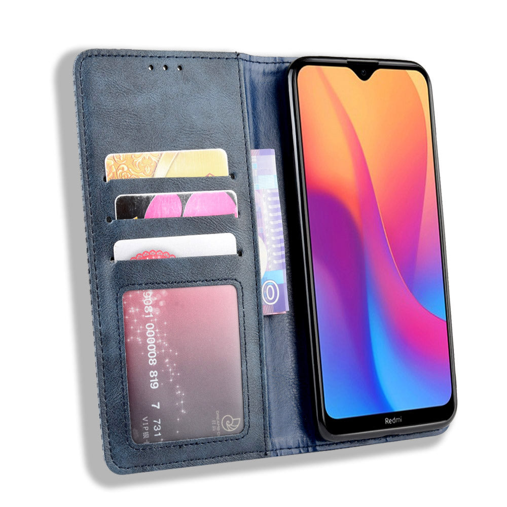 Retro Style PU Leather Stand Wallet Phone Case for Xiaomi Redmi 8A