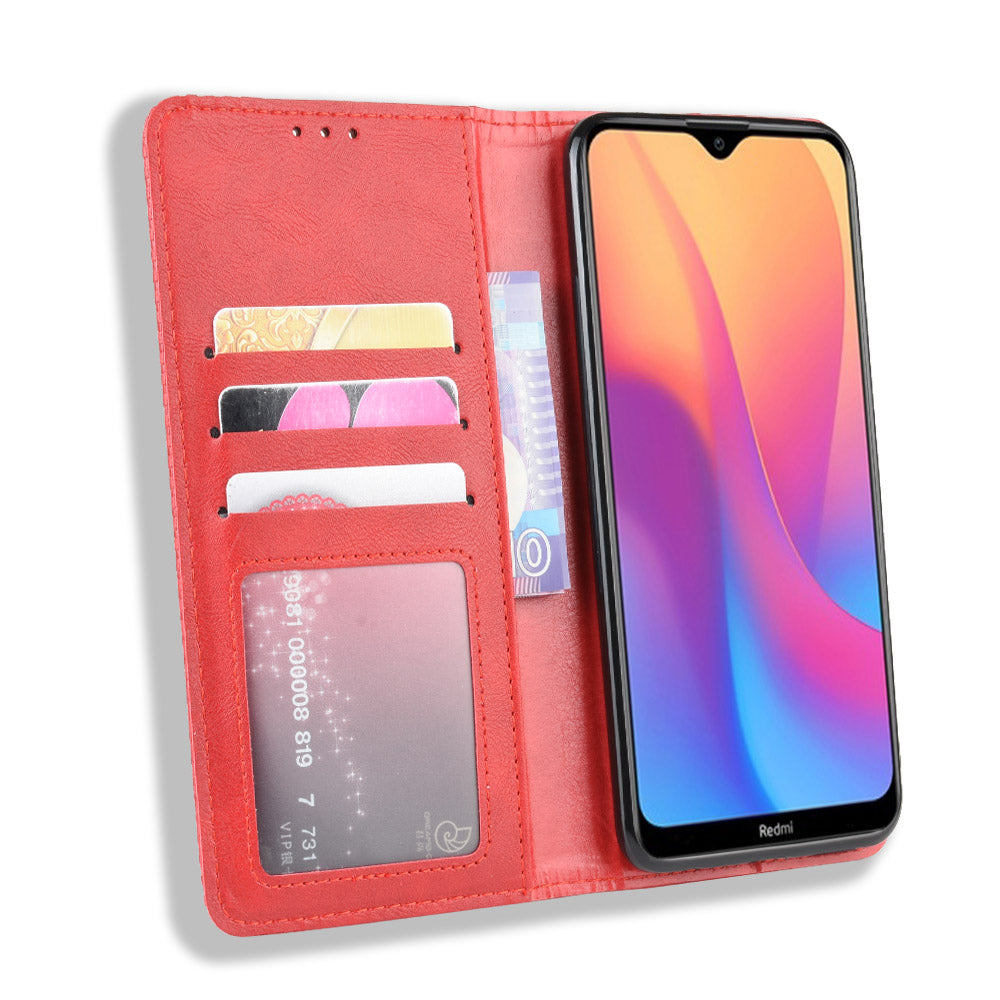 Retro Style PU Leather Stand Wallet Phone Case for Xiaomi Redmi 8A