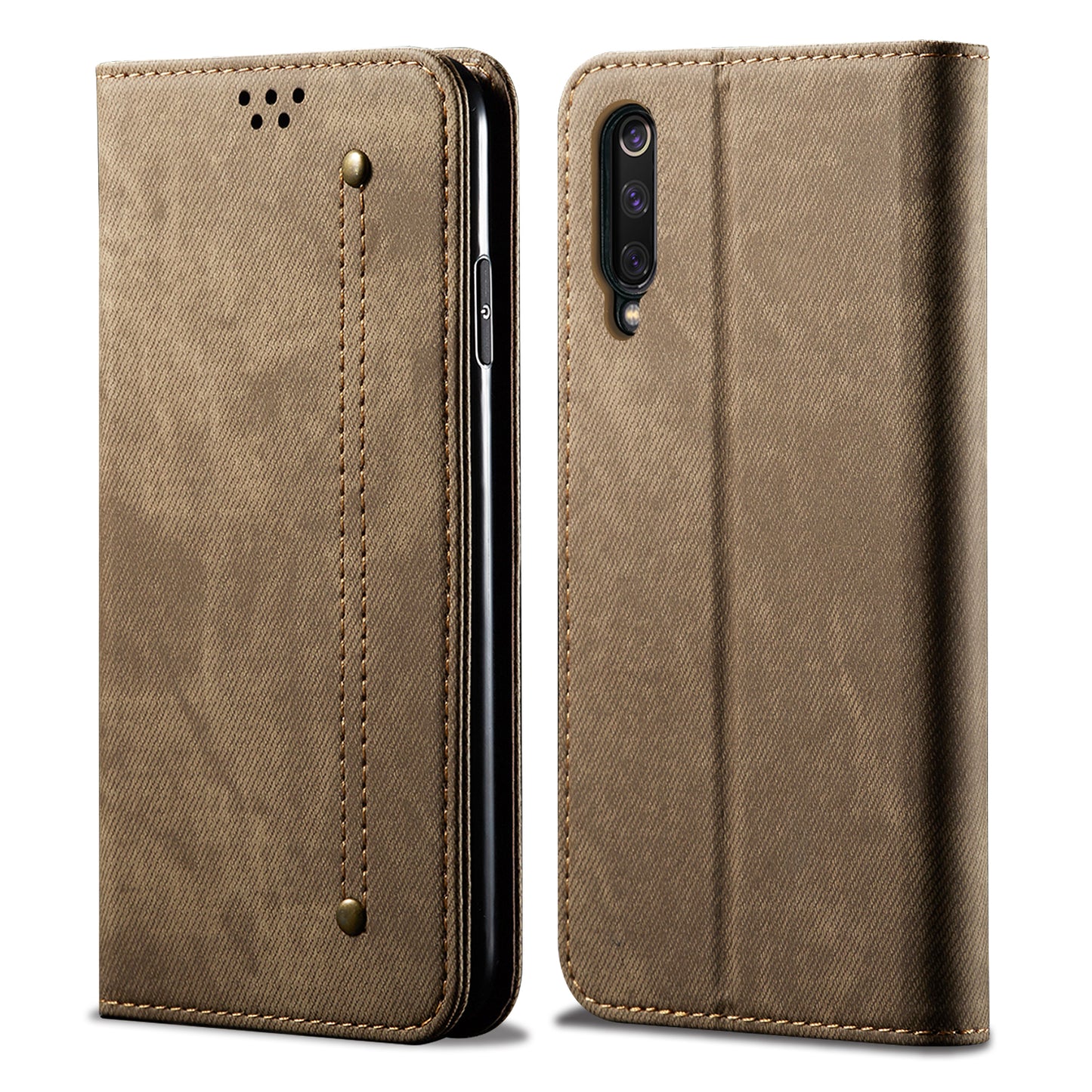 Retro Style Jeans Cloth Leather Stand Case with Card Slots for Xiaomi Mi 9