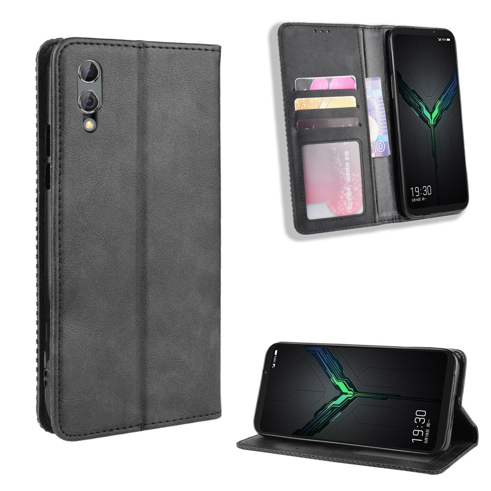 Retro Style PU Leather Stand Wallet Phone Casing for Xiaomi Black Shark 2/Black Shark 2 Pro