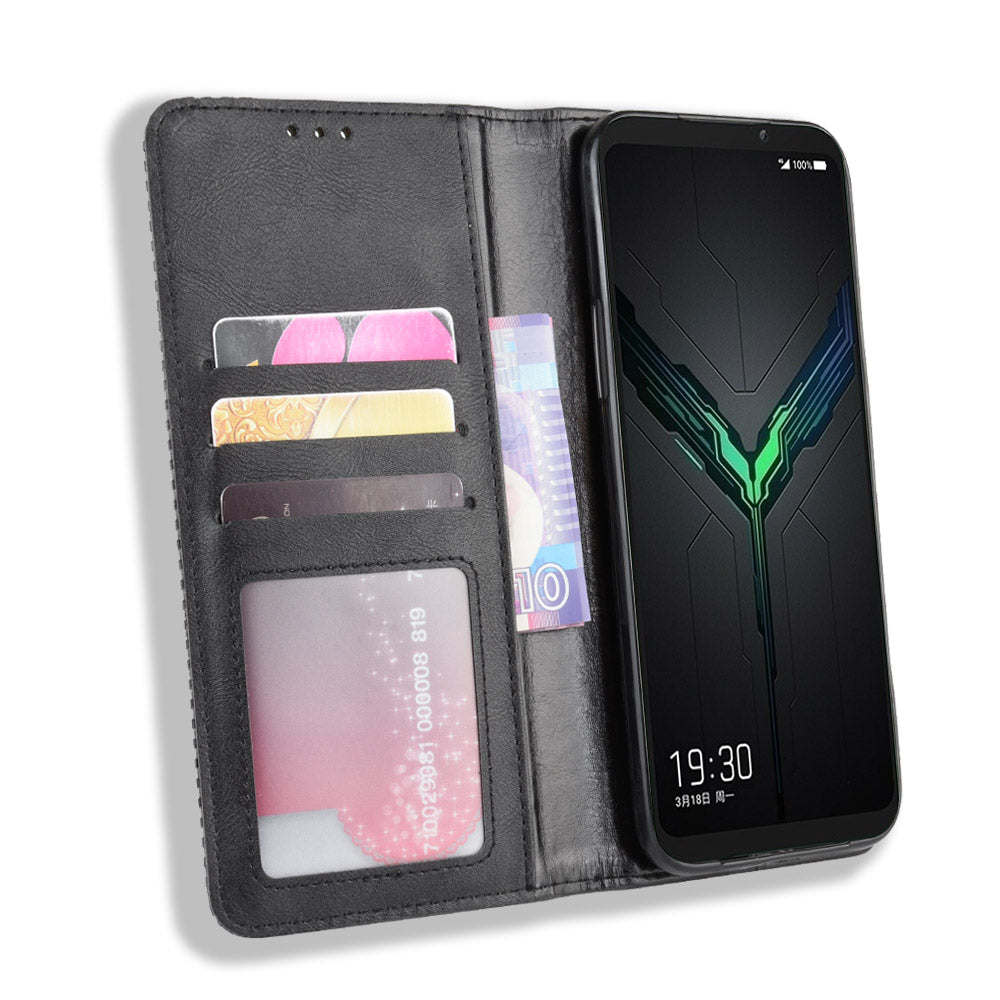 Retro Style PU Leather Stand Wallet Phone Casing for Xiaomi Black Shark 2/Black Shark 2 Pro