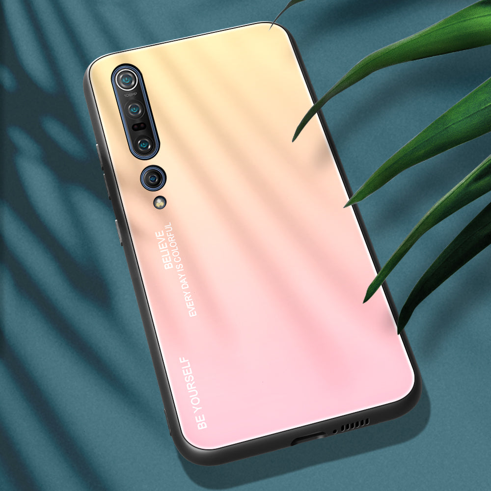 Gradient Color Tempered Glass + PC + TPU Phone Case for Xiaomi Mi 10 / Mi 10 Pro