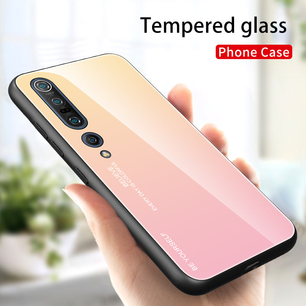 Gradient Color Tempered Glass + PC + TPU Phone Case for Xiaomi Mi 10 / Mi 10 Pro