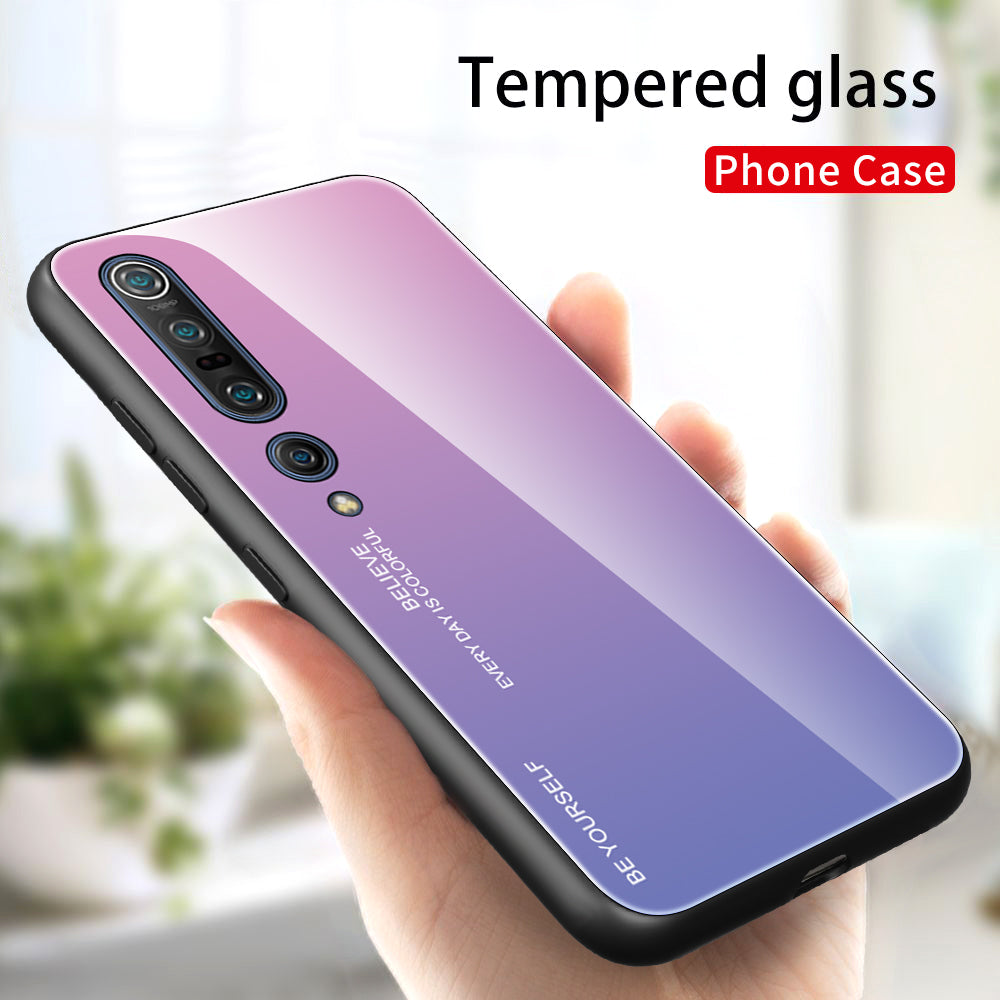 Gradient Color Tempered Glass + PC + TPU Phone Case for Xiaomi Mi 10 / Mi 10 Pro