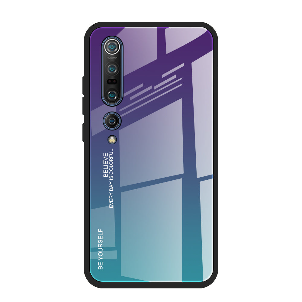 Gradient Color Tempered Glass + PC + TPU Phone Case for Xiaomi Mi 10 / Mi 10 Pro