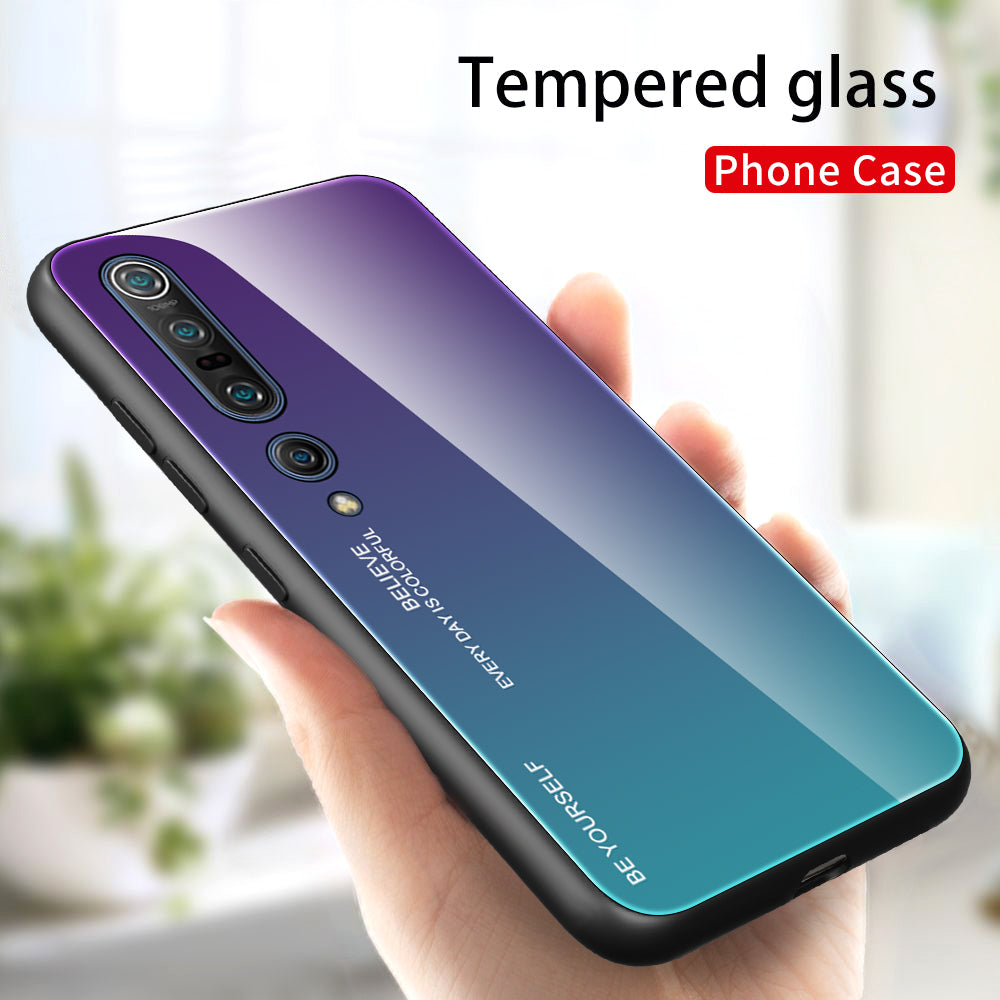 Gradient Color Tempered Glass + PC + TPU Phone Case for Xiaomi Mi 10 / Mi 10 Pro