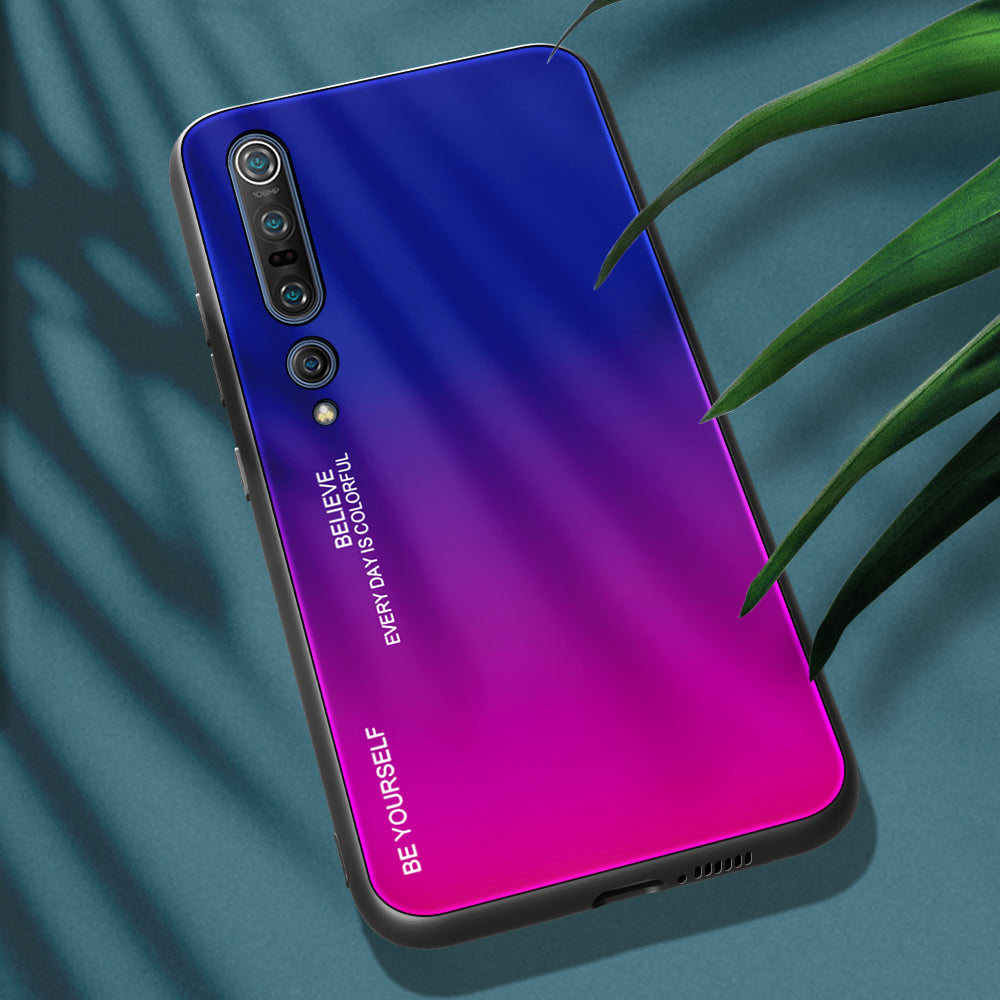 Gradient Color Tempered Glass + PC + TPU Phone Case for Xiaomi Mi 10 / Mi 10 Pro